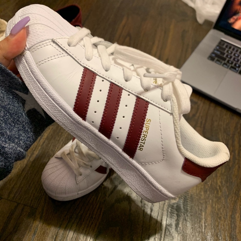 Burgundy Adidas Superstars